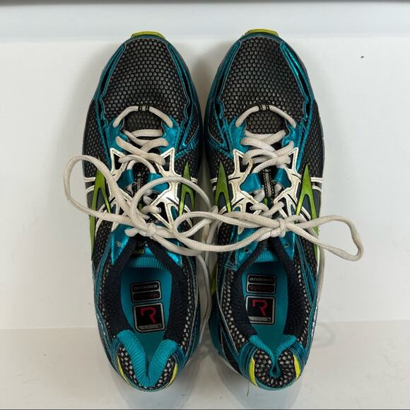 Brooks Ravenna 4 Blue + Lime Green Running Shoes Size Woman's 9.5 - Picture 4 of 7